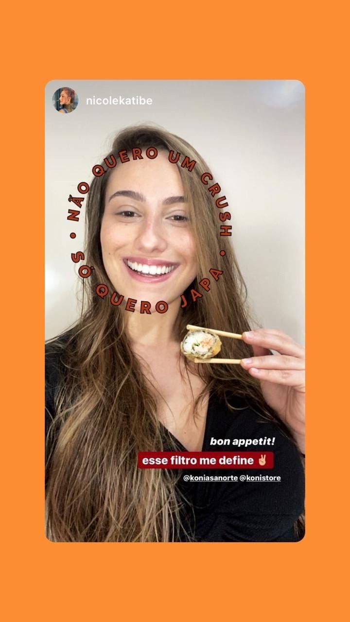 Story de influenciadora usando o filtro da campanha